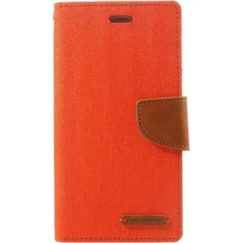 Pouzdro na mobilní telefon Canvas textilní/PU kožené pouzdro na mobil Huawei P10 - oranžové