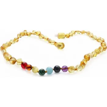 Náhrdelník Jantarové korálky pro děti čakrové cca 32 cm