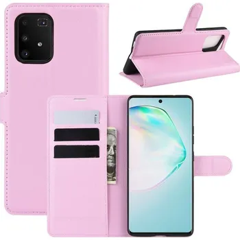Pouzdro na mobilní telefon Litchi PU kožené peněženkové pouzdro na mobil Samsung Galaxy S10 Lite - růžové