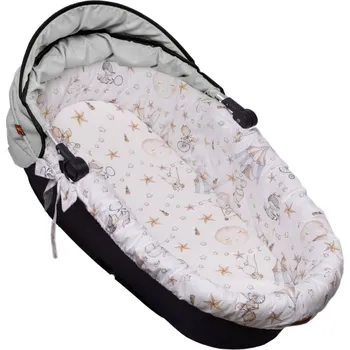 Baby Nellys Bavlněná vložka do kočárků/koše s pěnovou matrací, Baby Nellys, Cirkus, bílá
