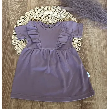 Kojenecký body Mamatti Bavlněné šaty s řasením, kr. rukáv, Puntík, Mamatti, švestkové Velikost: 104/110 (3-5r)