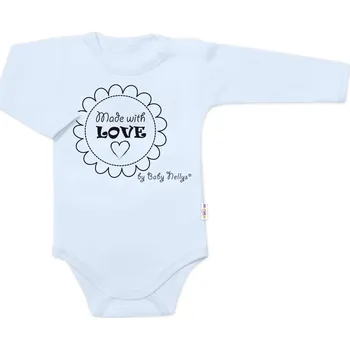 Kojenecký body Baby Nellys Body dlouhý rukáv Made with love, Baby Nellys, světle modré Velikost: 56 (1-2m)