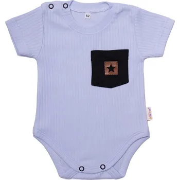 Kojenecké oblečení Baby Nellys Bavlněné žebrované body s kapsičkou, kr. rukáv, Summer Boy - sv. modré Velikost: 74 (6-9m)