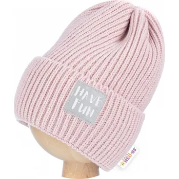 Kojenecký body Baby Nellys Detská zimní čepice Have Fun - pudrová Velikost koj. oblečení: 62-74 (3-9m)
