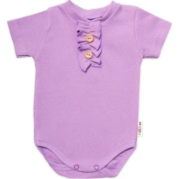 Kojenecký body Baby Nellys Kojenecké žebrované body s knoflíčky kr. rukáv, Girl - lila Velikost: 86 (12-18m)