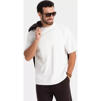 Pánské triko OMBRE OM-TSBC-0234 CREAM L