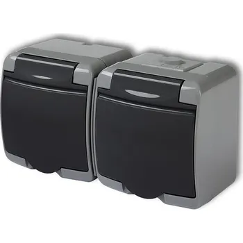 Elektrická zásuvka Dvojzásuvka 250V/16A IP54, grafitová, Karlik