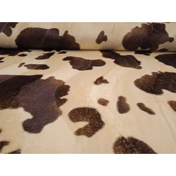 Kožešina de Luxe čalounická, kráva - hnědá, látky, metráž