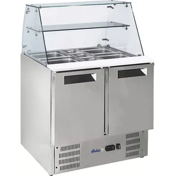 Chladicí dvoudveřový salátový stůl se skleněnou deskou HENDI 236185