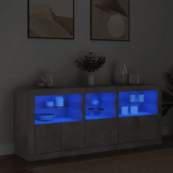 Příborník do zásuvky zahrada-XL Příborník s LED osvětlením betonově šedý 162 x 37 x 67 cm 3208998