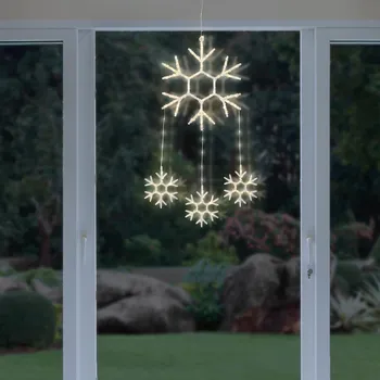 Vánoční dekorace Haushalt international LED Závěsná dekorace Sněhová vločka 496073 35 x 82 cm bílá