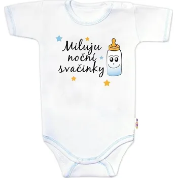Kojenecký body Baby Nellys Body krátký rukáv s vtipným textem Baby Nellys, Miluju noční svačinky, kluk Velikost: 56 (1-2m)