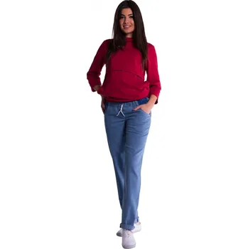 Be MaaMaa Těhotenské kalhoty letní bez břišního pásu - světlý jeans Velikost oblečení: M (38)