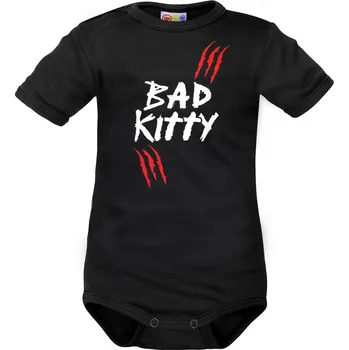 Kojenecký body Body krátký rukáv Dejna Bad Kitty - černé Velikost: 80 (9-12m)