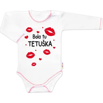 Baby Nellys Body dlouhý rukáv s vtipným textem Baby Nellys, Bola tu TETUŠKA Velikost: 80 (9-12m)