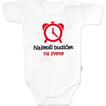 Kojenecké oblečení Baby Nellys Body krátký rukáv Najlepší budíček na svete, Baby Nellys, bílé Velikost: 56 (1-2m)