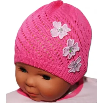 Kojenecký body Háčkovaná čepička Kytičky Baby Nellys ® - tm. růžová Velikost koj. oblečení: 56-68 (0-6 m)