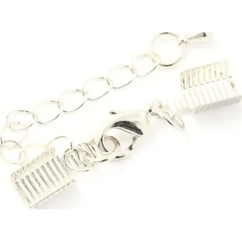 Souprava šperků EU Koncovka set s karabinkou 12mm a řetízkem stříbrná