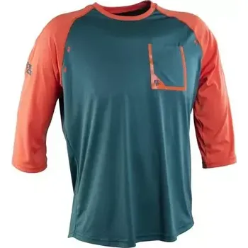 cyklistický dres Race Face Pánský dres RACE FACE dres 3/4 rukáv STAGE Dark Spruce velikost M