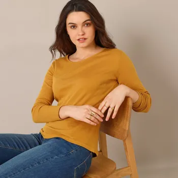 Dámské tričko Jednobarevné tričko s dlouhými rukávy, z bio bavlny kari 50