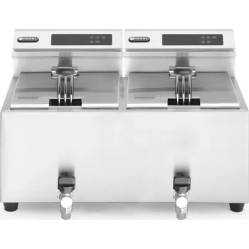 fritéza Elektrická fritéza Mastercook s digitálním panelem a vypouštěcím kohoutkem - 2x8 l