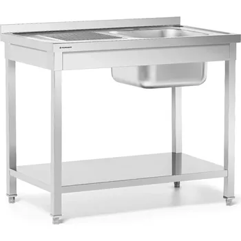 Nerezový dřez Nerezový stůl s pravým dřezem s 1 mísou a policí 100x60x85