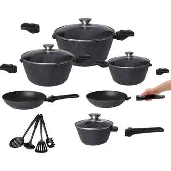 Sada nádobí Cheffinger XXL 14 dílná sada nádobí a pánví z litého hliníku