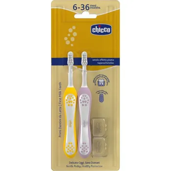 Zubní kartáček Chicco Set zubních kartáčků pro děti 2 ks 6 - 36 m Lilac-Mustard