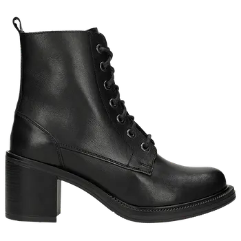 Dámské polobotky Černé Kožené Dámské Kotníčkové Boty Na Podpatku Wojas 6414051 37