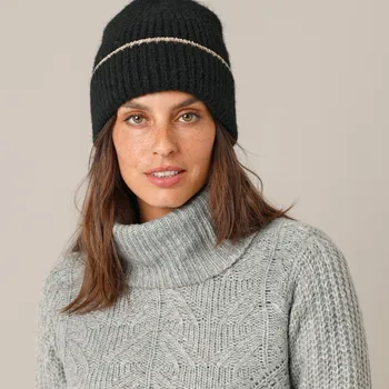 Čepice Čepice s třpytivým proužkem a příměsí vlny černá