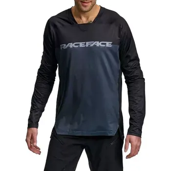 cyklistický dres Race Face Race Face Diffuse pánský dres dlouhý rukáv, šedá velikost M