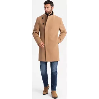Pánský zimní kabát Pánský kabát OMBRE OM-COWC-0120 LIGHT BROWN M