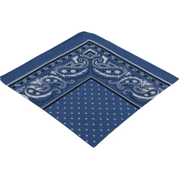 Látkový kapesník Modrý pánský kapesníček s paisley vzorem a puntíky