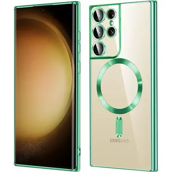 Pouzdro na mobilní telefon Kryt Samsung Galaxy S21 Ultra 5G Techsuit Luxury Crystal MagSafe - zelený