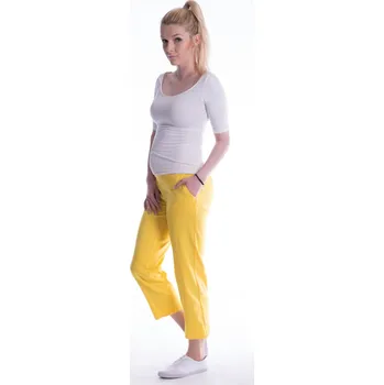 Těhotenské šaty Be MaaMaa Těhotenské 7/8 bederní kalhoty - žluté Velikost oblečení: S (36)