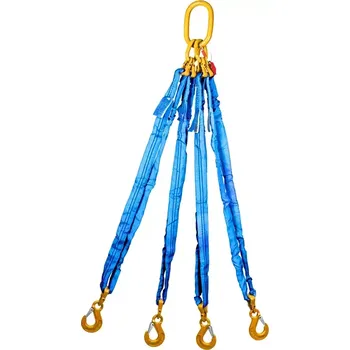 Upínací popruh Čtyřpramenný textilní vazák, oko-4 x hák, Nosnost 16 800/12 000 kg, Certifikovaný1,5 m Modrá bez návleku 16 800 / 12 000 kg