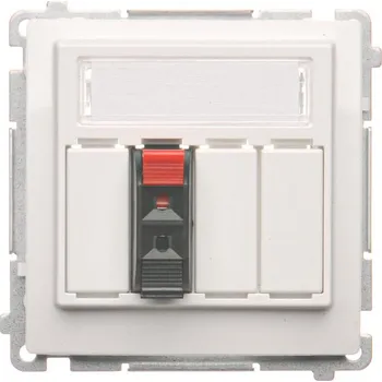 Elektrická zásuvka Zásuvka reproduktorová 1 násobná, s popisným polem, Simon Basic BMGL31.01/11, bílá