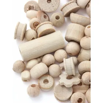 Dětské navlékací korálky CZ Dřevěné korálky mix 50g