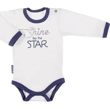 Kojenecký body EEVI Kojenecké body dl. rukáv, zapínání u krku Cosmos - bílé s modrým lemem Velikost: 80 (9-12m)