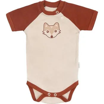 Mamatti Kojenecké body kr. rukáv, Baby Fox - béžová/hnědá Velikost: 68 (3-6m)