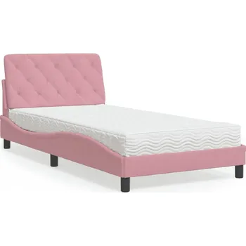 Postel zahrada-XL Postel s matrací růžová 100 x 200 cm samet 3208645