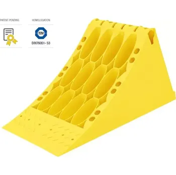 Upínací popruh Zakládací klín pod kolo pro vozidla nad 3,5 t – certifikace TÜVG46 385 x 155 x 190 mm Žlutá