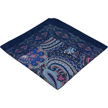 Látkový kapesník Modrý pánský kapesníček s paisley vzorem