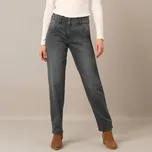 Džíny mom s pružným pasem tmavěšedá 38