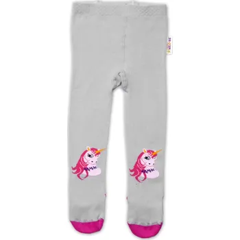 Kojenecké oblečení Baby Nellys Bavlněné punčocháče Unicorn - šedé Velikost: 62-74 (3-9m)