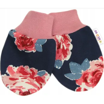Baby Nellys Kojenecké rukavičky Růže - pudrové/granát, 56/62 Velikost koj. oblečení: 56/62 (0-3m)