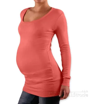 Těhotenská móda Be MaaMaa Triko, tunika nejen pro těhotné Nelly - koral Velikost oblečení: S/M