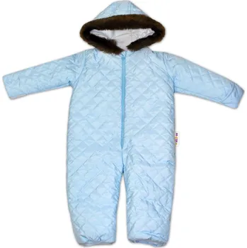 Kojenecká kombinéza Kombinéza s kapucí a kožíškem Baby Nellys ®prošívaná, bez šlapek - sv. modrá Velikost: 98 (2-3r)