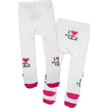 Baby Nellys Bavlněné punčocháče I love mom & dad - růžové Velikost: 80/86 (12-18m)