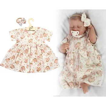 Kojenecký body Mušelínové šatičky + čelenka 2-dílná sada Pivoňky, Baby Nellys, smetanové Velikost: 98 (2-3r)